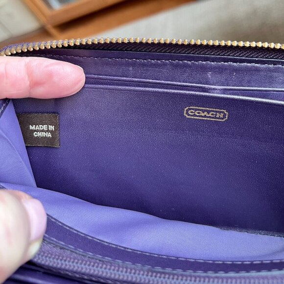 Coach Madison Gathered Twist Purple Leather Clutch Wallet. - Picture 7 of 16
